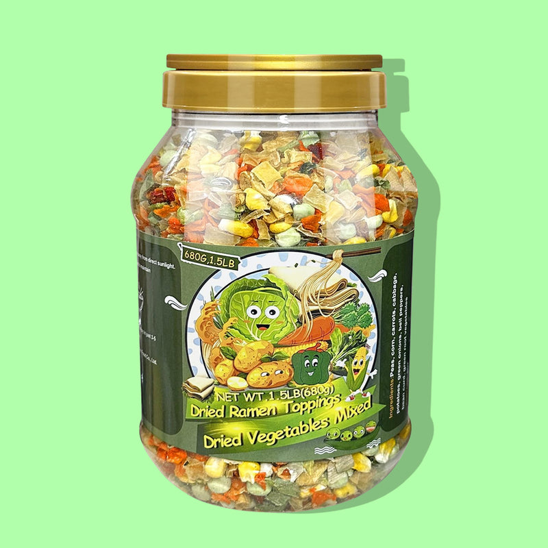 9-Veggie Toppings for Ramen, 16oz All Natural Vegetable Instant Ramen Toppings, Dehydrated Veggies for Noodles, Soups, Camping, and Emergency Food, No Additives, 1 LB Canister