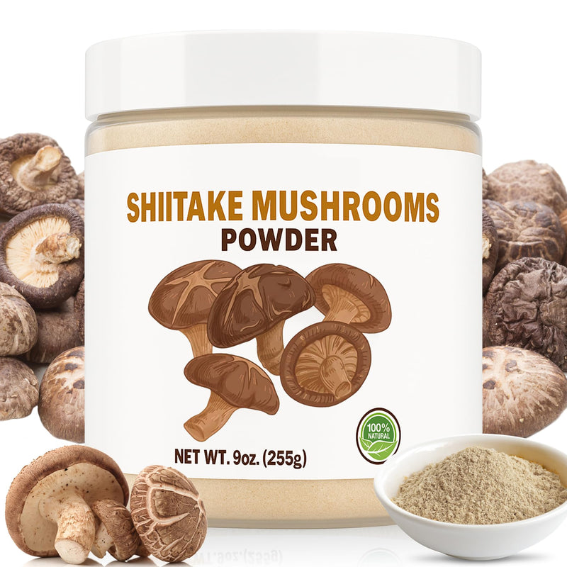 9oz Shiitake Mushroom Powder, Umami Seasoning - Made of natural dried shiitake mushrooms for Risotto, Soups, Meat rubs and Mushroom Coffee, Airtight Freshness Jar