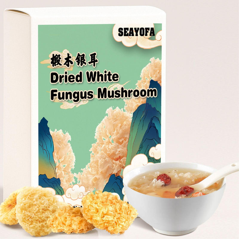3.5oz Whole Dried Snow Fungus Mushroom – Natural Tremella with Soft Jelly Texture for Chinese Soup, Sweet Dessert, Vegan Salad Cooking – Gluten-Free, No Additives