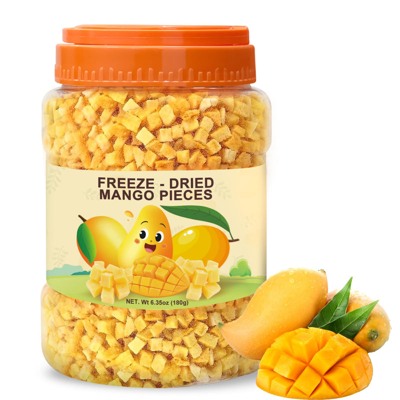 6.3 Oz Premium Freeze-Dried Diced Mango, Natural Crunchy Fruit Snack with Low Calories, Rich in Dietary Fiber, Freeze-Dried Mango Pieces for Kids, Travel, Smoothies, Yogurt, Baking, Healthy Snack