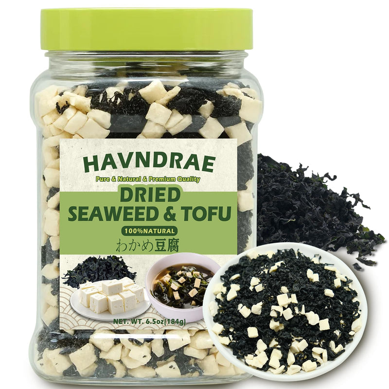 6.5oz Dried Wakame Seaweed & tofu mix for Miso Soup, Japanese Soup Kit - Instant, Vegan, High Protein for Ramen, Udon, Noodles, Stews, Camping Meals