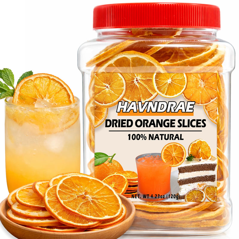 4.23oz Dried Orange Slices, Dehydrated Orange Slices for Cocktail Garnish and Mixology, No Sugar Added Natural Dried Citrus for Baking, Tea Drinks, Wreath Making and Cake Decoration