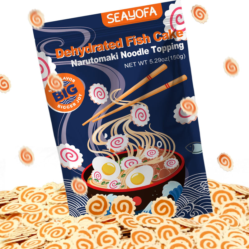 5.3oz Big Dehydrated Narutomaki Fish Cake for Ramen Topping – Double-Sized Japanese Fishcake Swirl Slices for Instant Noodles, Bento, Soup, Anime Lunches